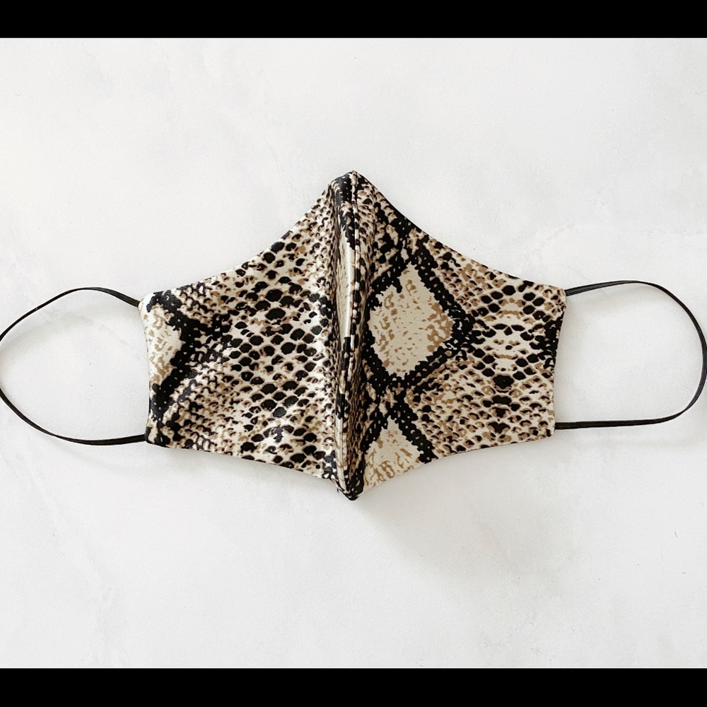 Silk snake patter beige face mask